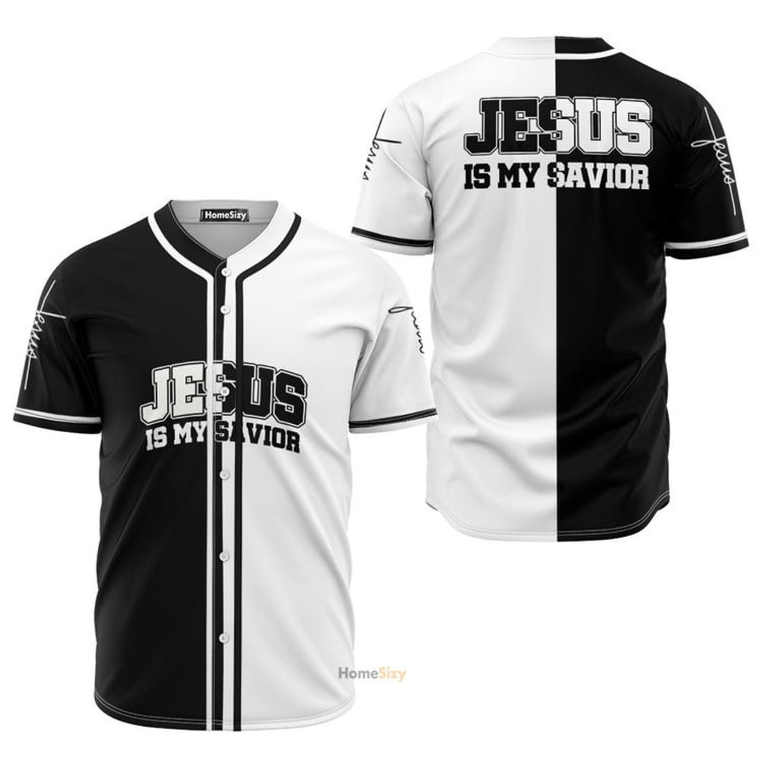 Jesus Is My Savior Black And White - Baseball Jersey