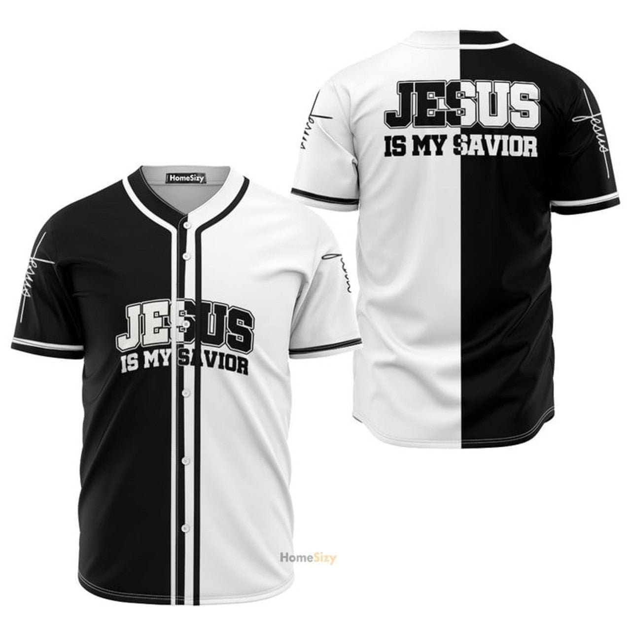 Jesus Is My Savior Black And White - Baseball Jersey