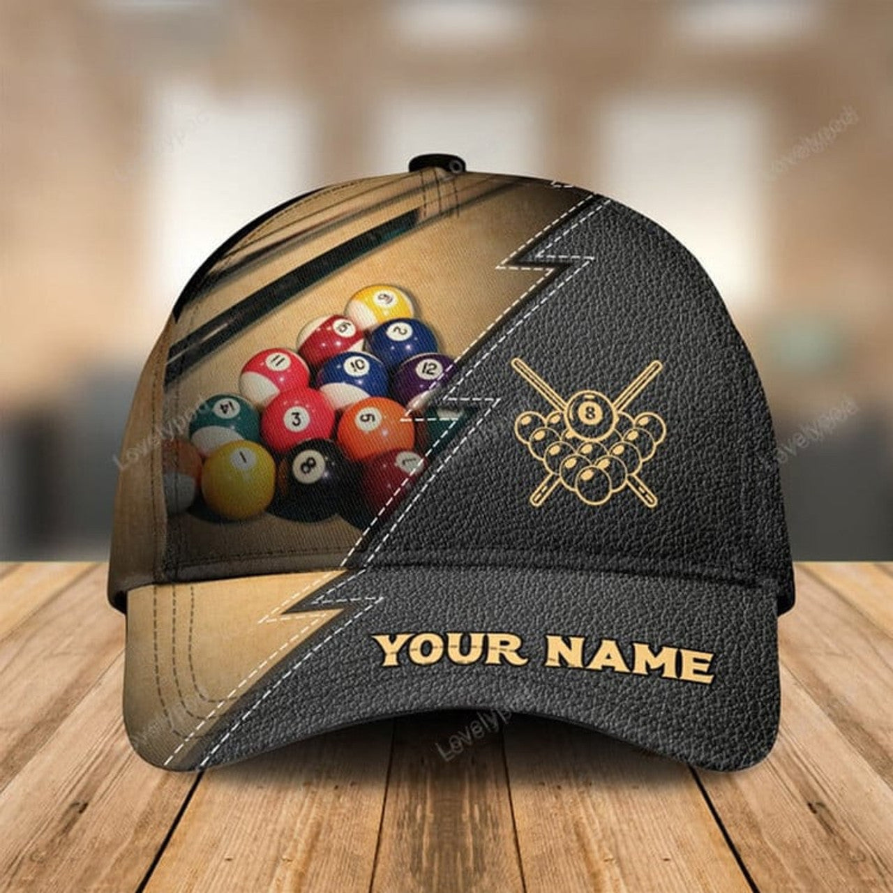 FUNSTUFFPRINT Personalized Name Billiard Classic Cap, Billiard hat for men, Gift for billiard player