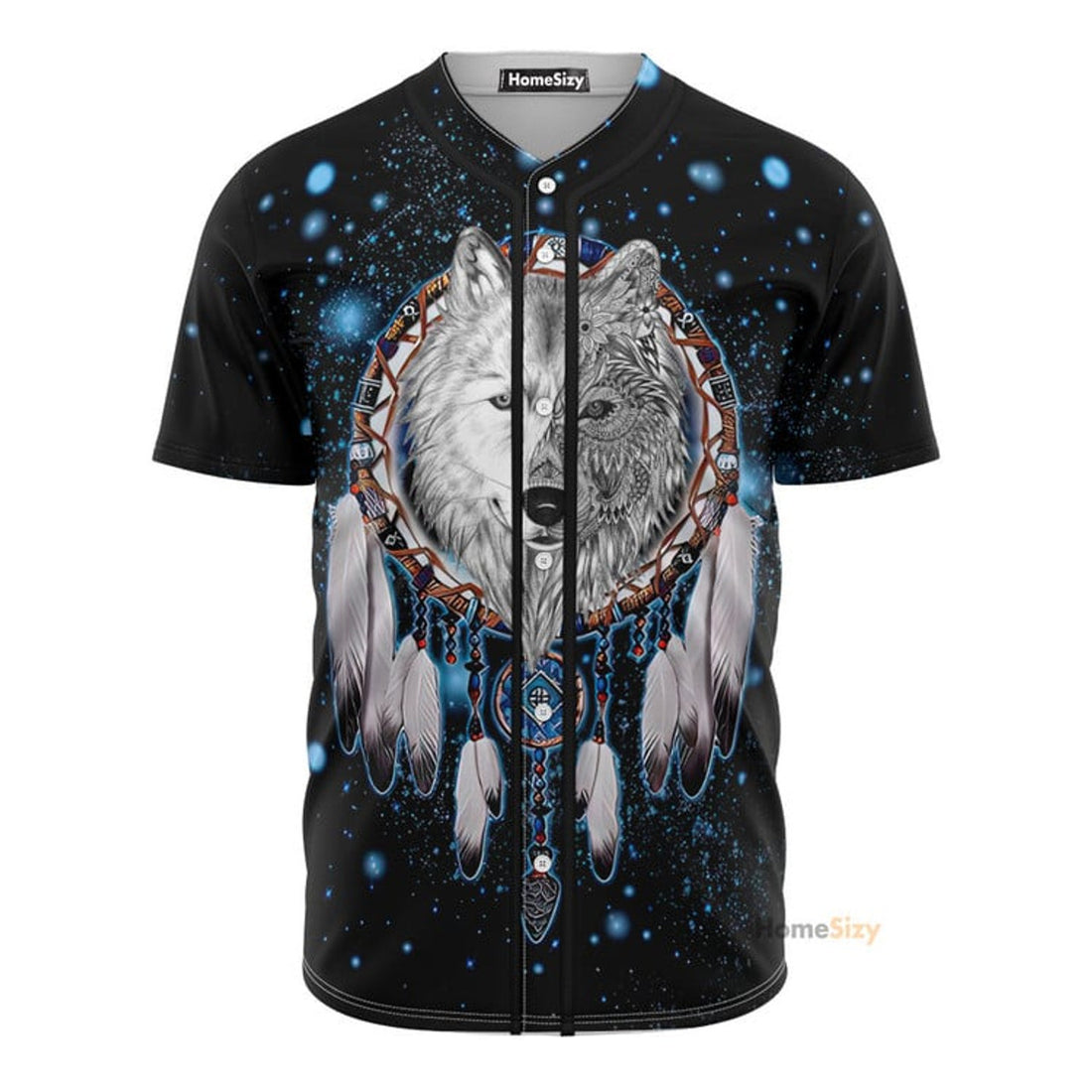 Galaxy Dreamcatcher Wolf Native American - Baseball Jersey