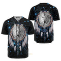 Galaxy Dreamcatcher Wolf Native American - Baseball Jersey