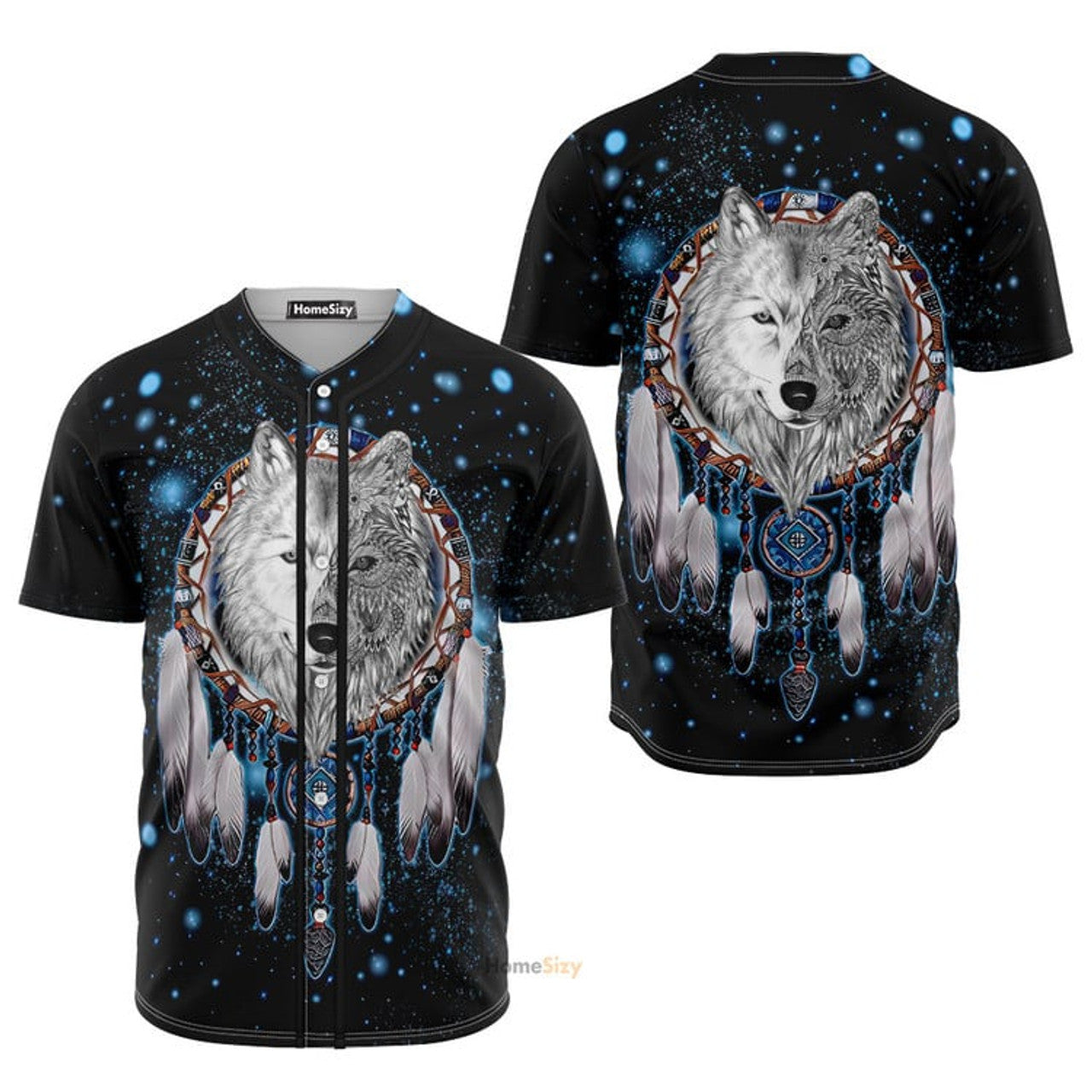 Galaxy Dreamcatcher Wolf Native American - Baseball Jersey