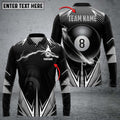FUNSTUFFPRINT Personalized Billiard Ball Team Name Player Long Sleeve Polo Shirt, Billiards Shirts, Billiards Apparel