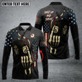 FUNSTUFFPRINT Personalized Billiard Skull Player Long Sleeve Polo Shirt, Billiards Shirts, Billiards Apparel