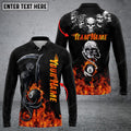 FUNSTUFFPRINT Custom Billiard Skull Player Long Sleeve Polo Shirt, Billiards Shirts, Billiards Apparel