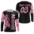 FUNSTUFFPRINT Custom Moto Girl personalized jersey motocross girl pink camo dirt bike riding shirt women bikers 3D Long Sleeve T-Shirt