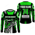 FUNSTUFFPRINT Custom green Motocross jersey, dirt bike riding off-road extreme MX 3D Long Sleeve T-Shirt