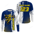 FUNSTUFFPRINT Custom motocross blue long sleeve, MX racing dirt bike off-road motorcycle racewear 3D Long Sleeve T-Shirt