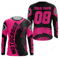 FUNSTUFFPRINT Custom Motocross Long sleeve pink, MX racing dirt bike off-road 3D Long Sleeve T-Shirt