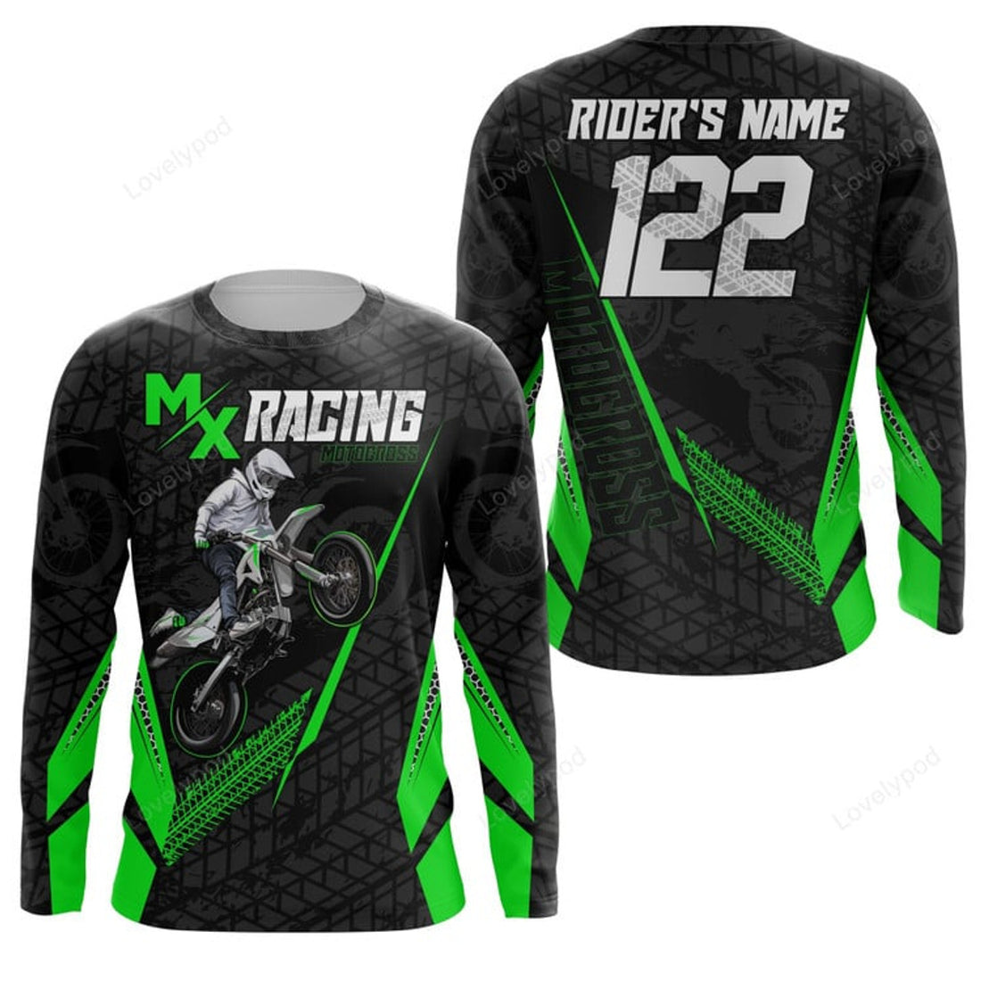 FUNSTUFFPRINT Custom Motocross Jersey, MX Racing Dirt Bike Off-Road Motorcycle 3D Long Sleeve T-Shirt