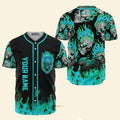 Custom Name Skull Mint Fire - Personalized Baseball Jersey