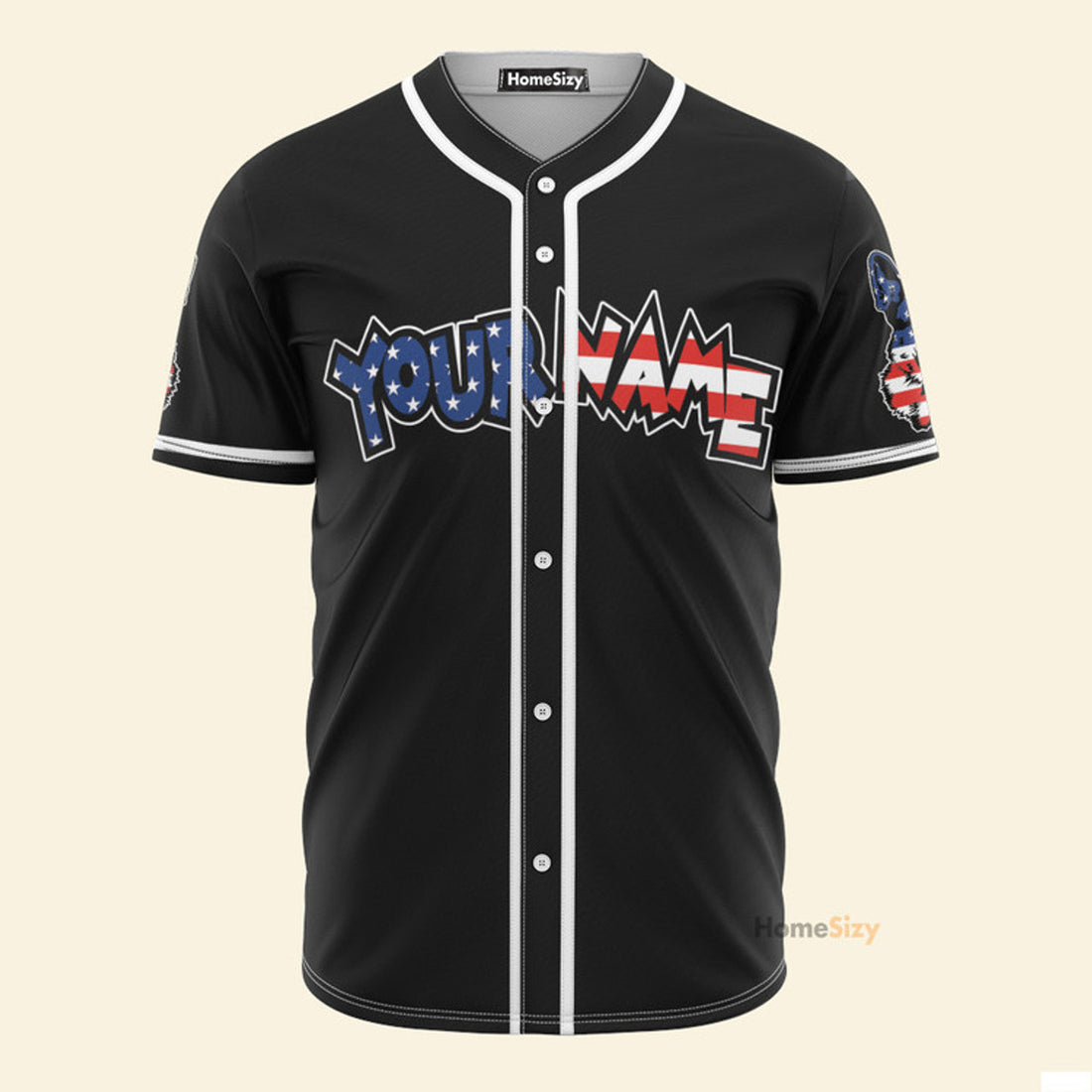 Custom Name German Shepherd American Flag - Personalized Baseball Jersey