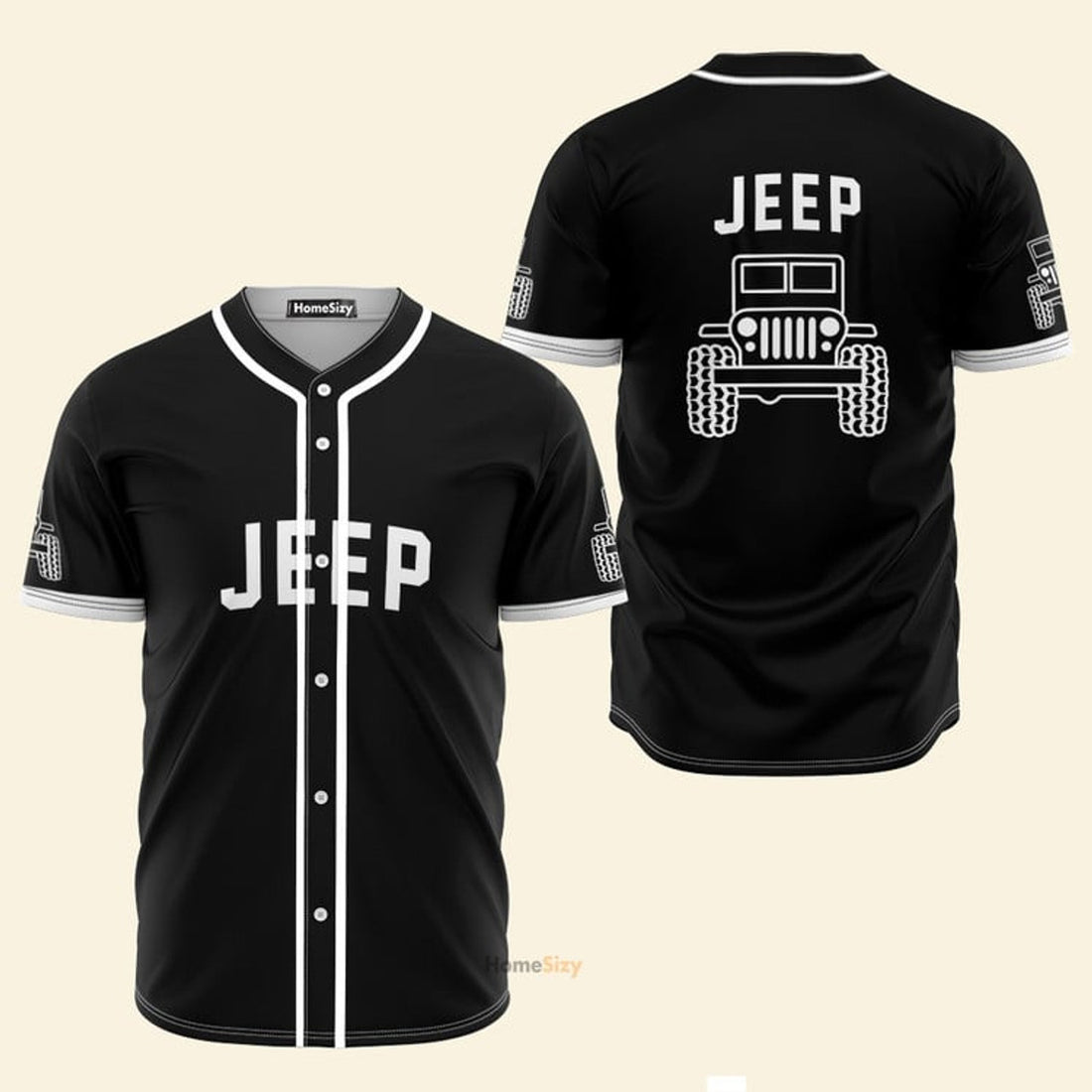 Jeep Car Black In Red - Baseball Jersey