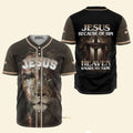 Cross Light Jesus Because Of Him - Baseball Jersey