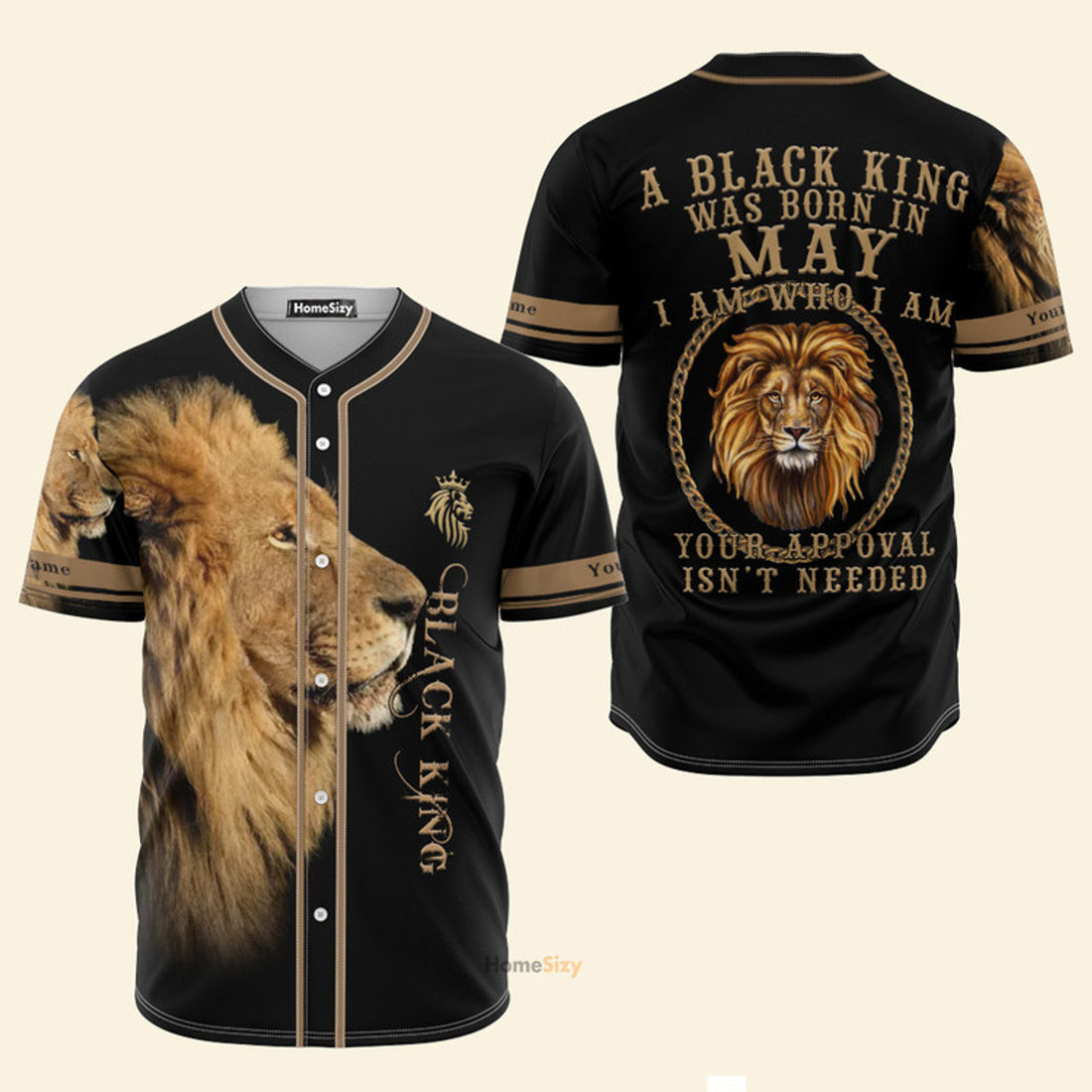 Custom Name Black King Was Born In May - Personalized Baseball Jersey