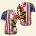 Custom Name Maryland x America Flag - Personalized Baseball Jersey