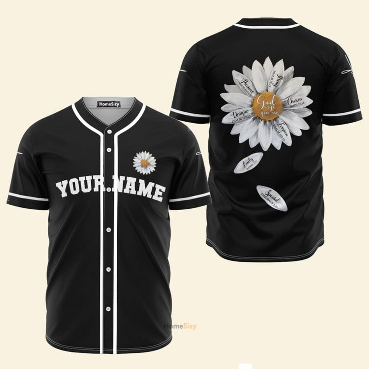 Custom Name Jesus Daisy - Personalized Baseball Jersey
