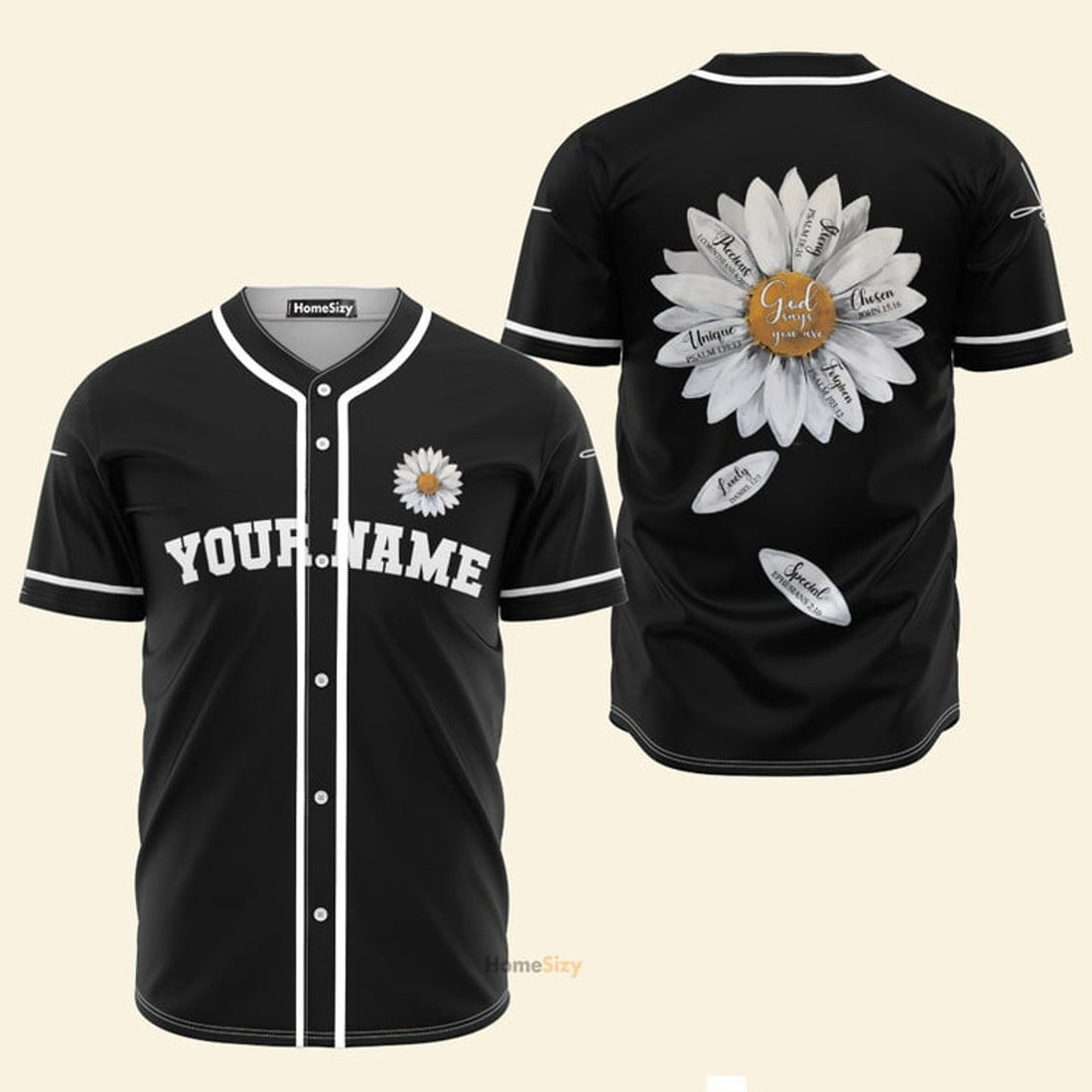 Custom Name Jesus Daisy - Personalized Baseball Jersey
