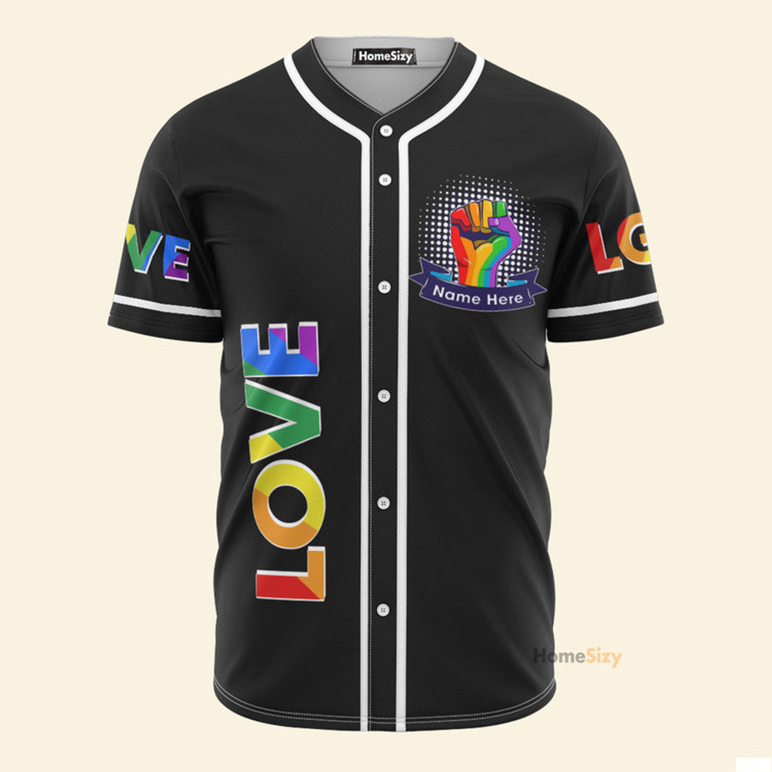 Custom Name LGBT Pride Day Love - Personalized Baseball Jersey