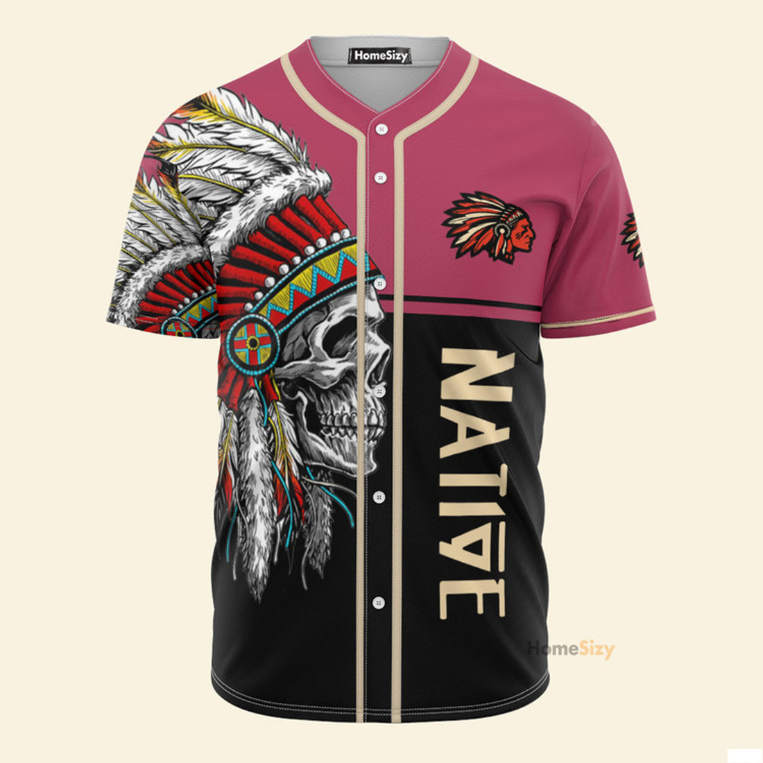Skull Native American Headdress - Baseball Jersey