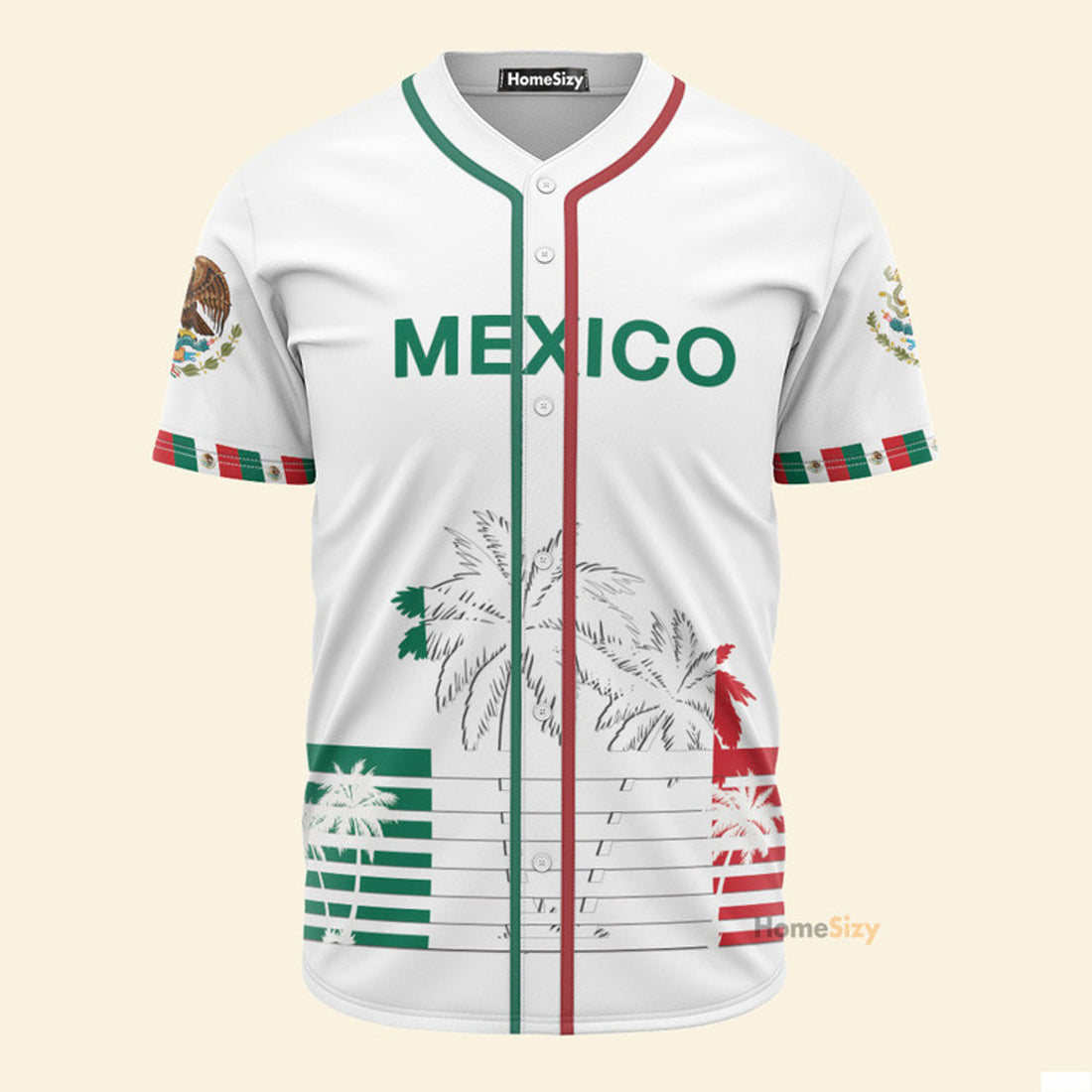 Mexico Palm Tree Pattern White - Baseball Jersey