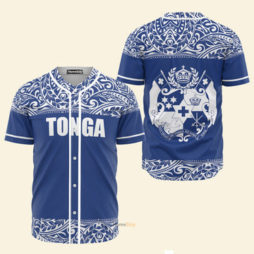 Tonga Polynesian Blue And White - Baseball Jersey