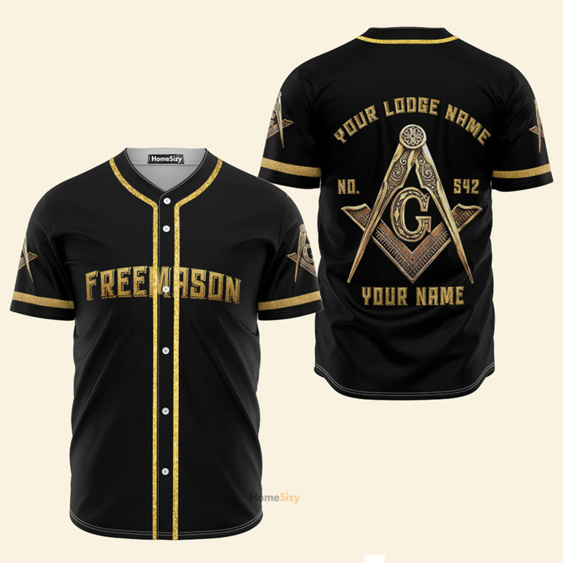 Custom Name Freemasonry Black - Personalized Baseball Jersey