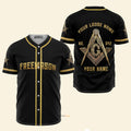 Custom Name Freemasonry Black - Personalized Baseball Jersey