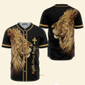 Faith Over Fear Lion King Jesus Black - Baseball Jersey
