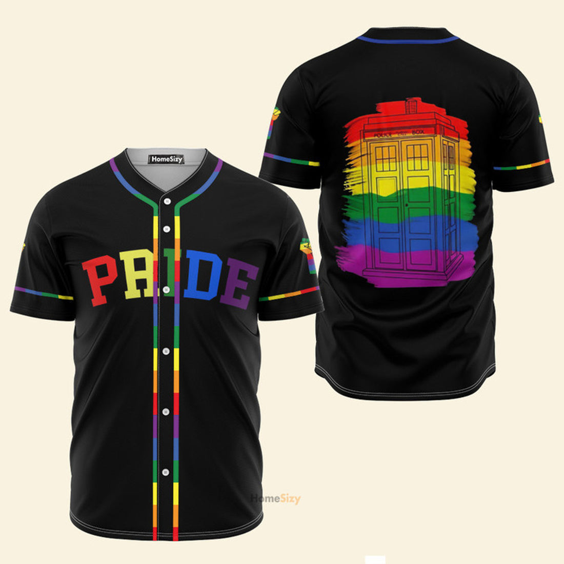 LGBT Pride Police Box - Baseball Jersey