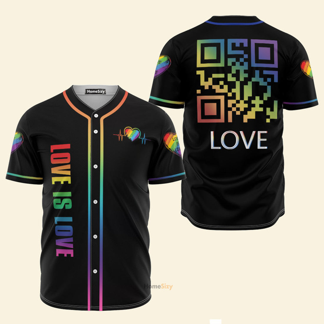 LGBT QR Love Is Love - Personalized Baseball Jersey