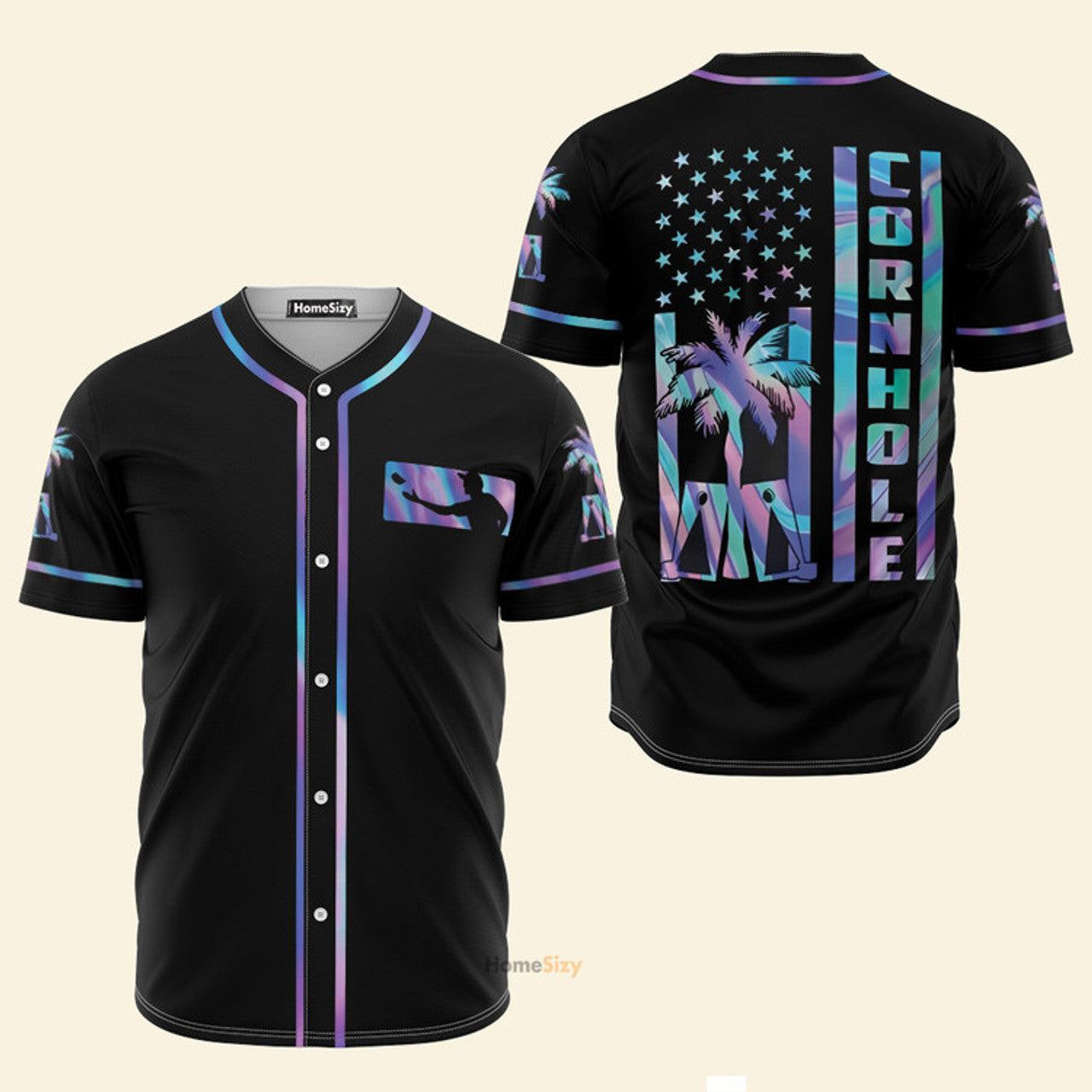 Custom Name Cornhole Hologram - Personalized Baseball Jersey