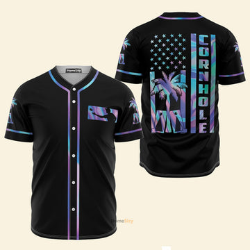 Custom Name Cornhole Hologram - Personalized Baseball Jersey
