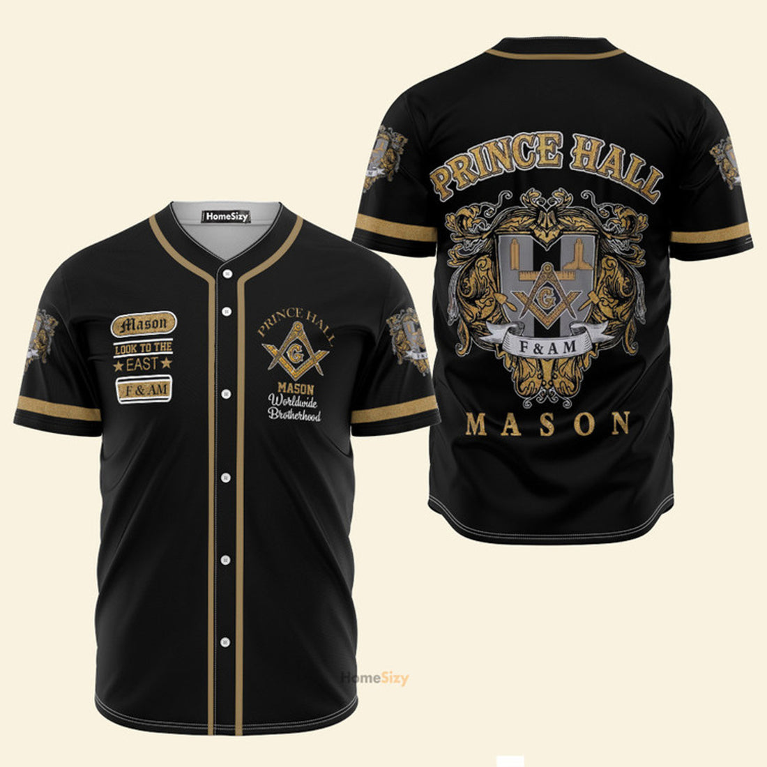 Custom Name Freemason Hall Look To The East - Personalized Baseball Jersey