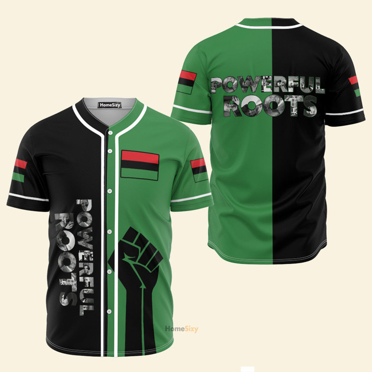 Powerful Roots Green - Personalized Baseball Jersey