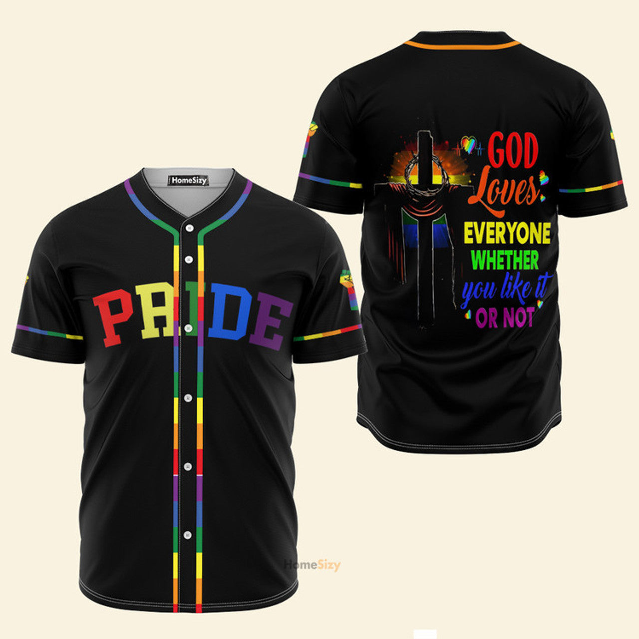 Lgbt Pride God Jesus Loves Everyone Whether You Like It Or Not - Baseball Jersey