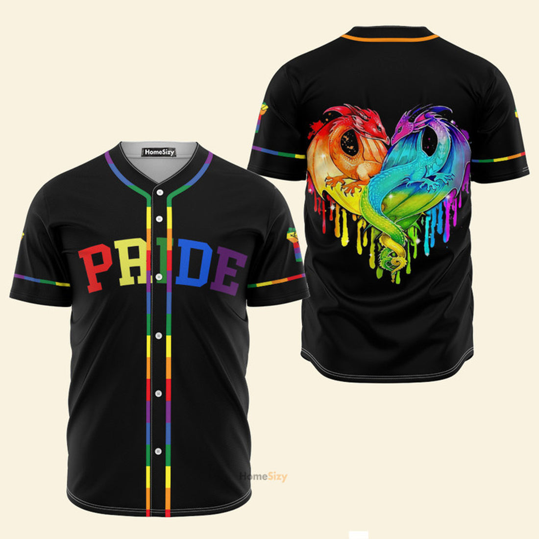 LGBT Pride Dragon heart - Baseball Jersey