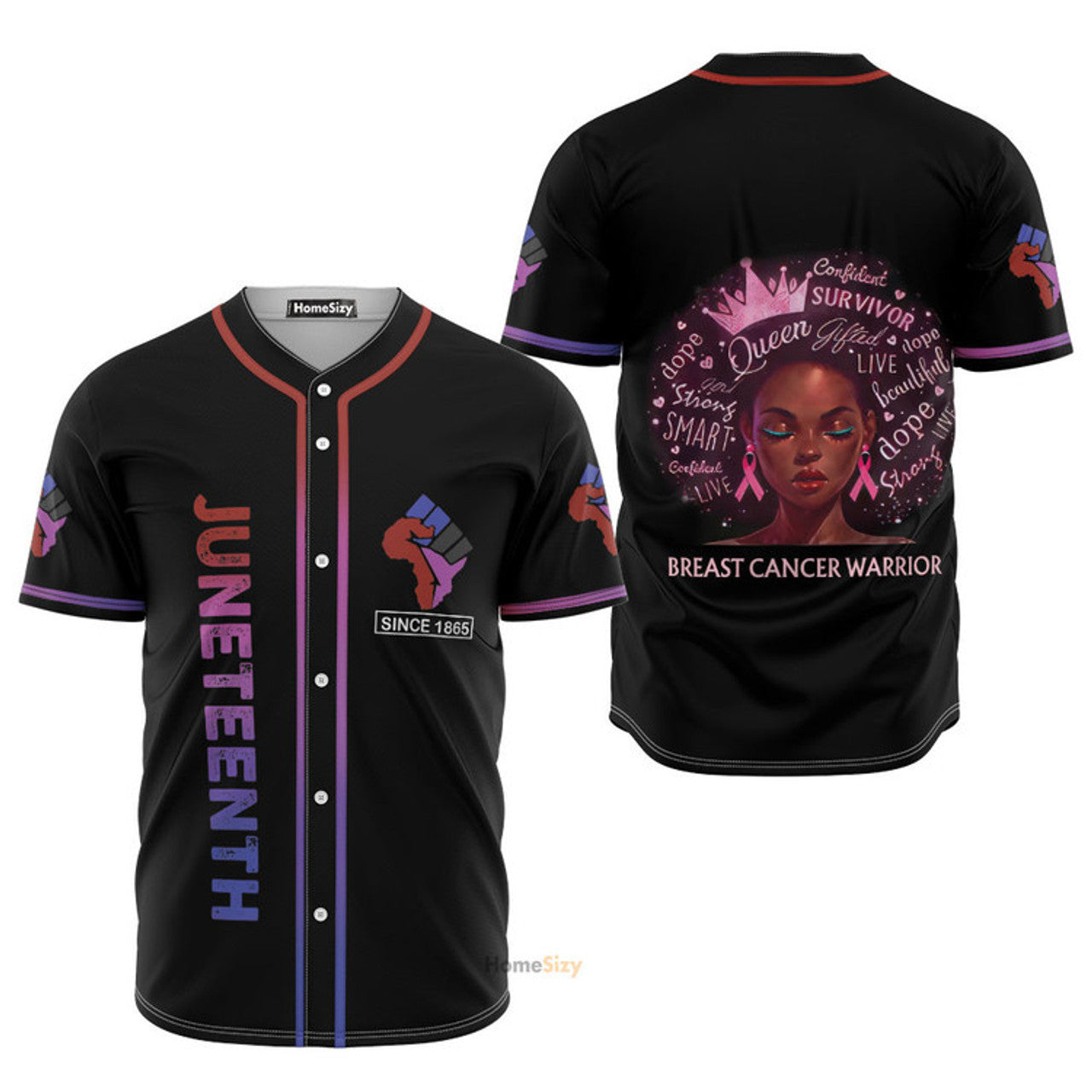 Custom Name Juneteenth Since 1865 In Pink - Personalized Baseball Jersey
