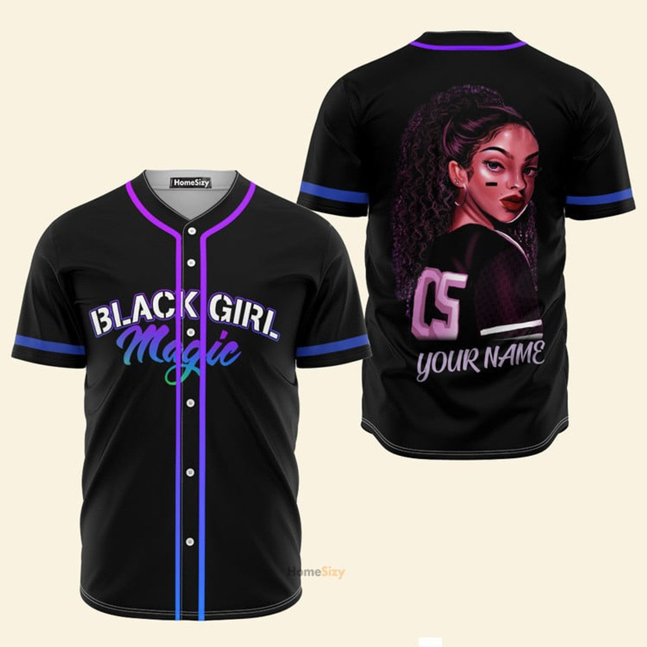 Custom Name Black Girl Magic - Personalized Baseball Jersey