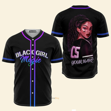 Custom Name Black Girl Magic - Personalized Baseball Jersey