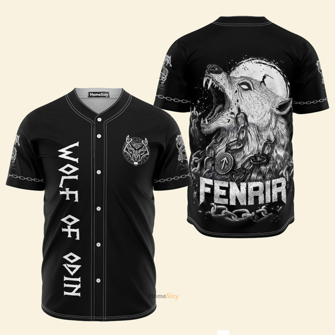 Fenrir Wolf Of Odin Viking - Personalized Baseball Jersey