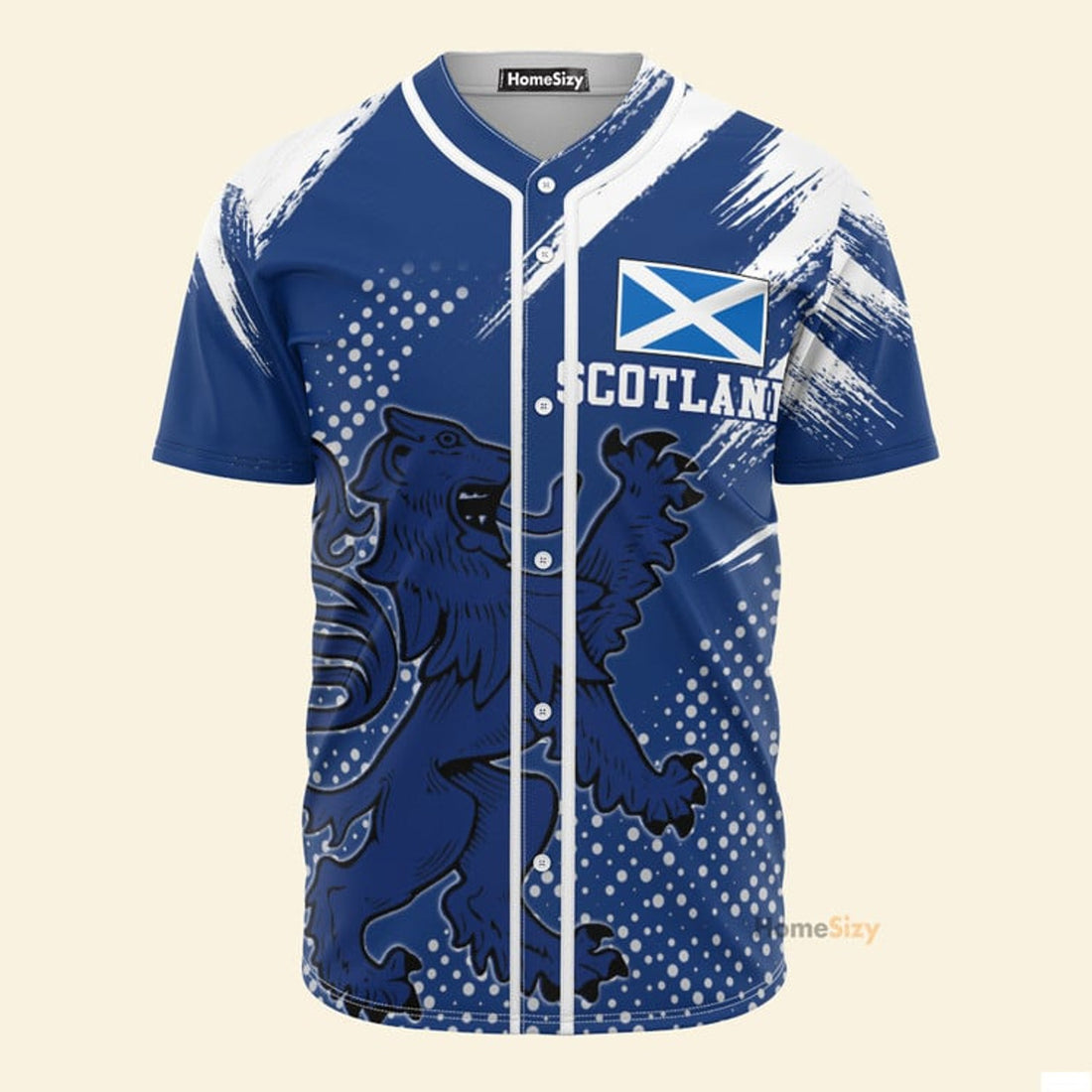 Custom Name Scotland Lion Grunge - Personalized Baseball Jersey
