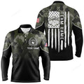 FUNSTUFFPRINT Black green camo Men long sleeve polo bowling shirts, Custom American flag patriotic bowling team league jerseys