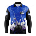 FUNSTUFFPRINT Blue lightning Men polo bowling shirts, Personalized men's bowling jerseys, bowling team jerseys