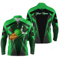 FUNSTUFFPRINT Personalized Men Bowling Polo Shirt, Flame Bowling Ball and Pins, bowling long sleeve for men bowlers