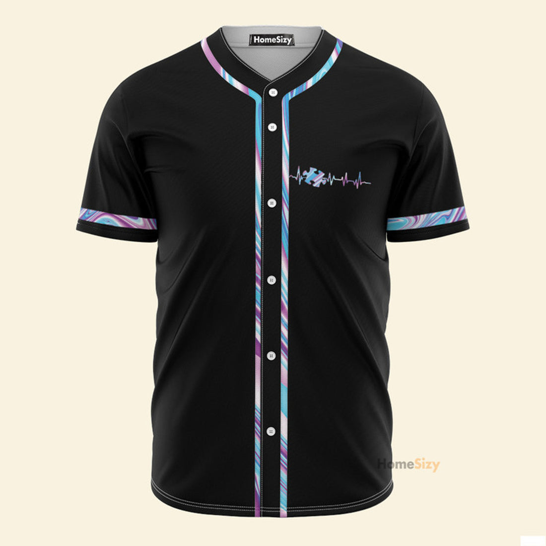Autism Puzzle Hologram American Flag - Baseball Jersey