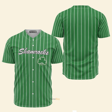 Pinstripe Shamrock Irish Patricks Day - Baseball Jersey