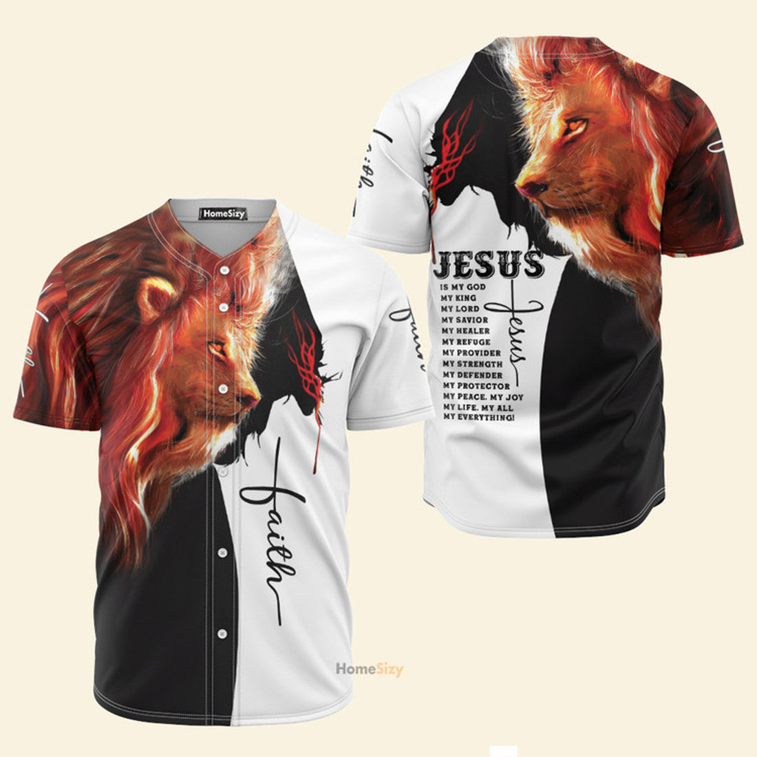 Jesus Lion My God King Savior Christian - Baseball Jersey