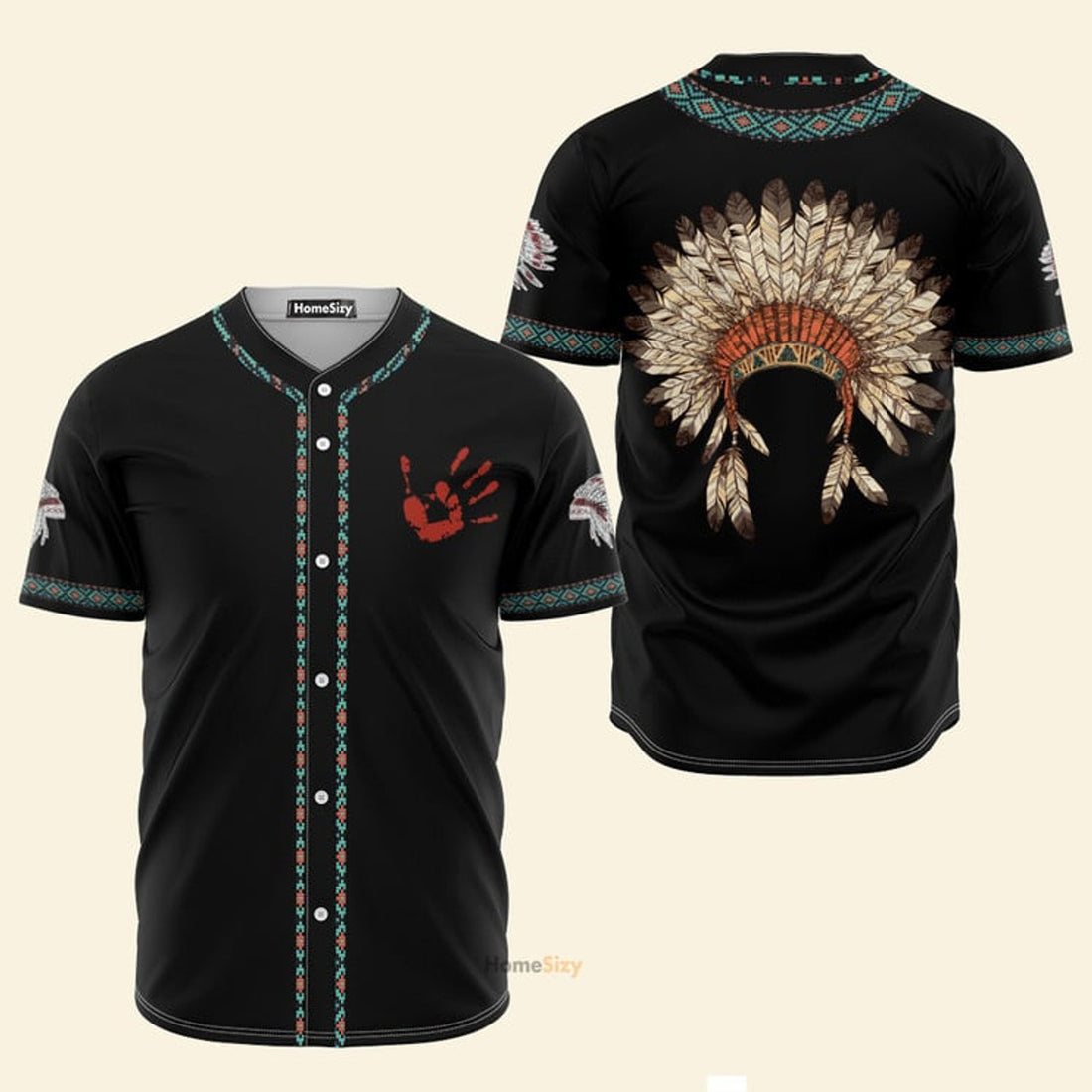 Native American Hand Headdress - Baseball Jersey
