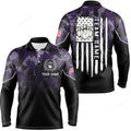 FUNSTUFFPRINT Black purple camo Men long sleeve polo bowling shirts, Custom American flag patriotic bowling team league jerseys